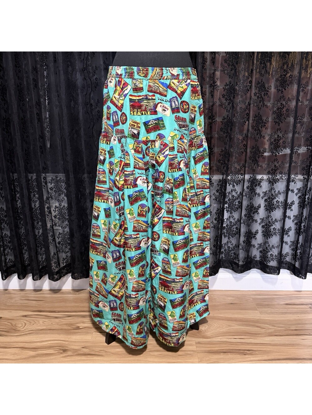Vintage Glory by Anne Pinkerton 100% Silk Novelty Souvenir Maxi Skirt S